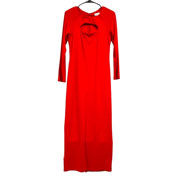 Vintage Hugo Buscati red long sleeve maxi dress with key hole cutout, size small - Picture 1 of 7